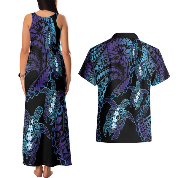 Custom New Caledonia Valentine Couple Matching Dress and Hawaiian Shirt My Sunshine Polynesia Turtle Green LT14
