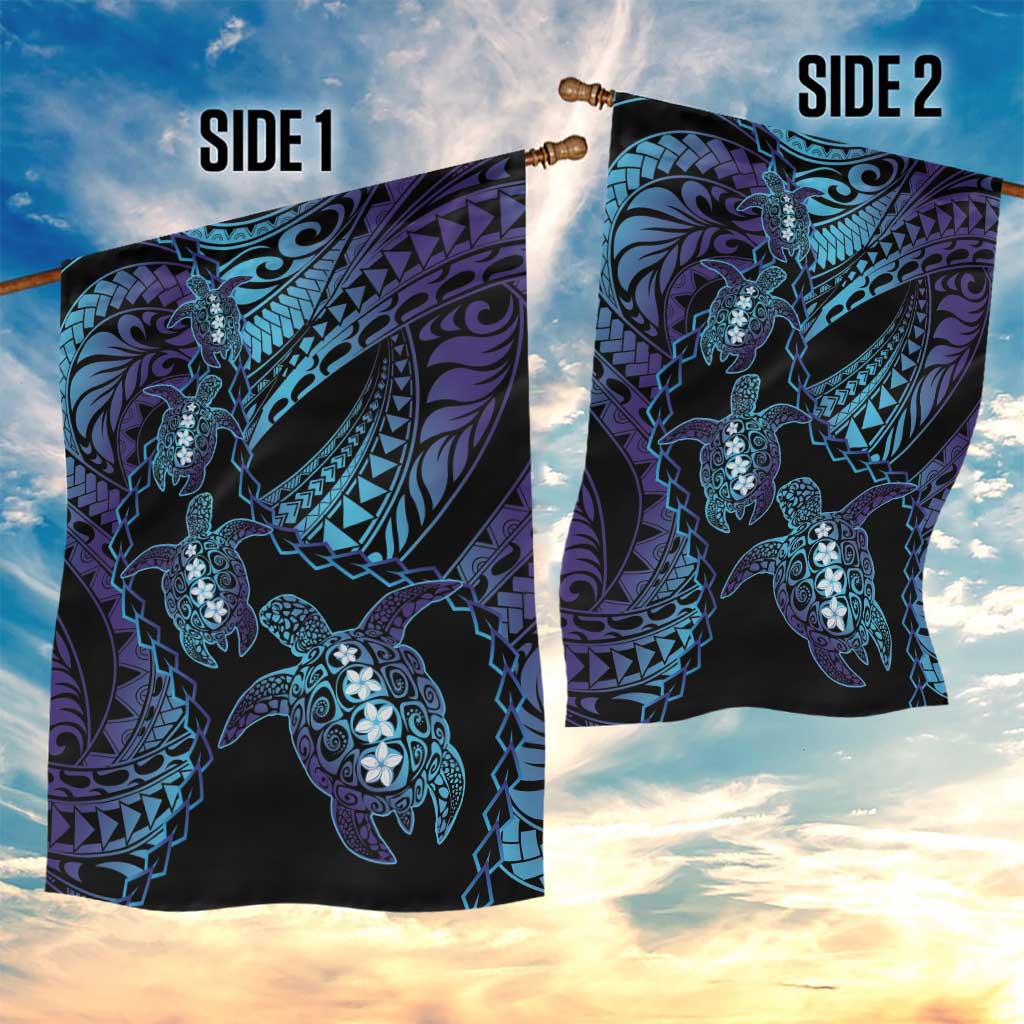 Polynesia Sea Turtle Day Garden Flag Tribal Honu Plumeria Polynesian Pattern
