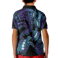 Polynesia Sea Turtle Day Kid Polo Shirt Tribal Honu Plumeria Polynesian Pattern