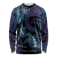 Polynesia Sea Turtle Day Long Sleeve Shirt Tribal Honu Plumeria Polynesian Pattern