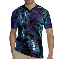 Polynesia Sea Turtle Day Rugby Jersey Tribal Honu Plumeria Polynesian Pattern