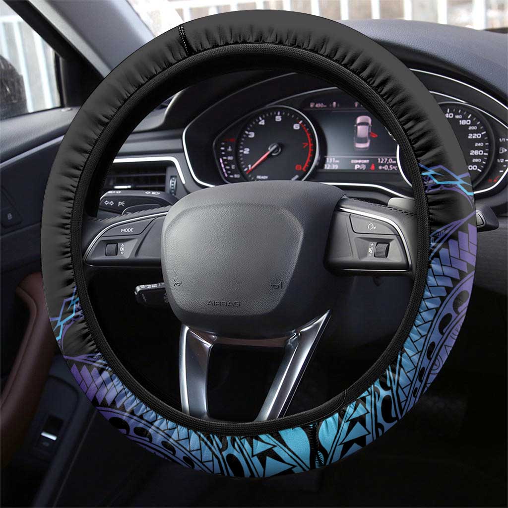 Polynesia Sea Turtle Day Steering Wheel Cover Tribal Honu Plumeria Polynesian Pattern