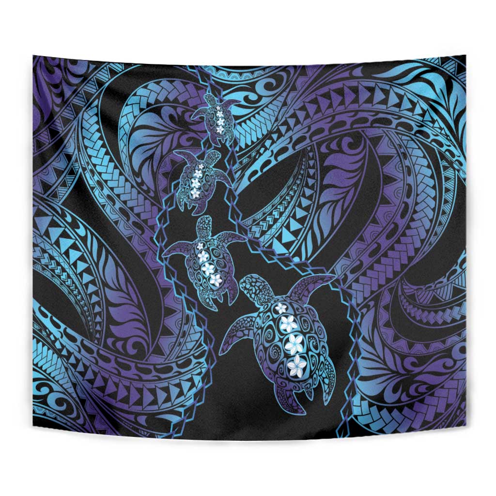 Polynesia Sea Turtle Day Tapestry Tribal Honu Plumeria Polynesian Pattern
