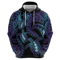 Polynesia Sea Turtle Day Zip Hoodie Tribal Honu Plumeria Polynesian Pattern