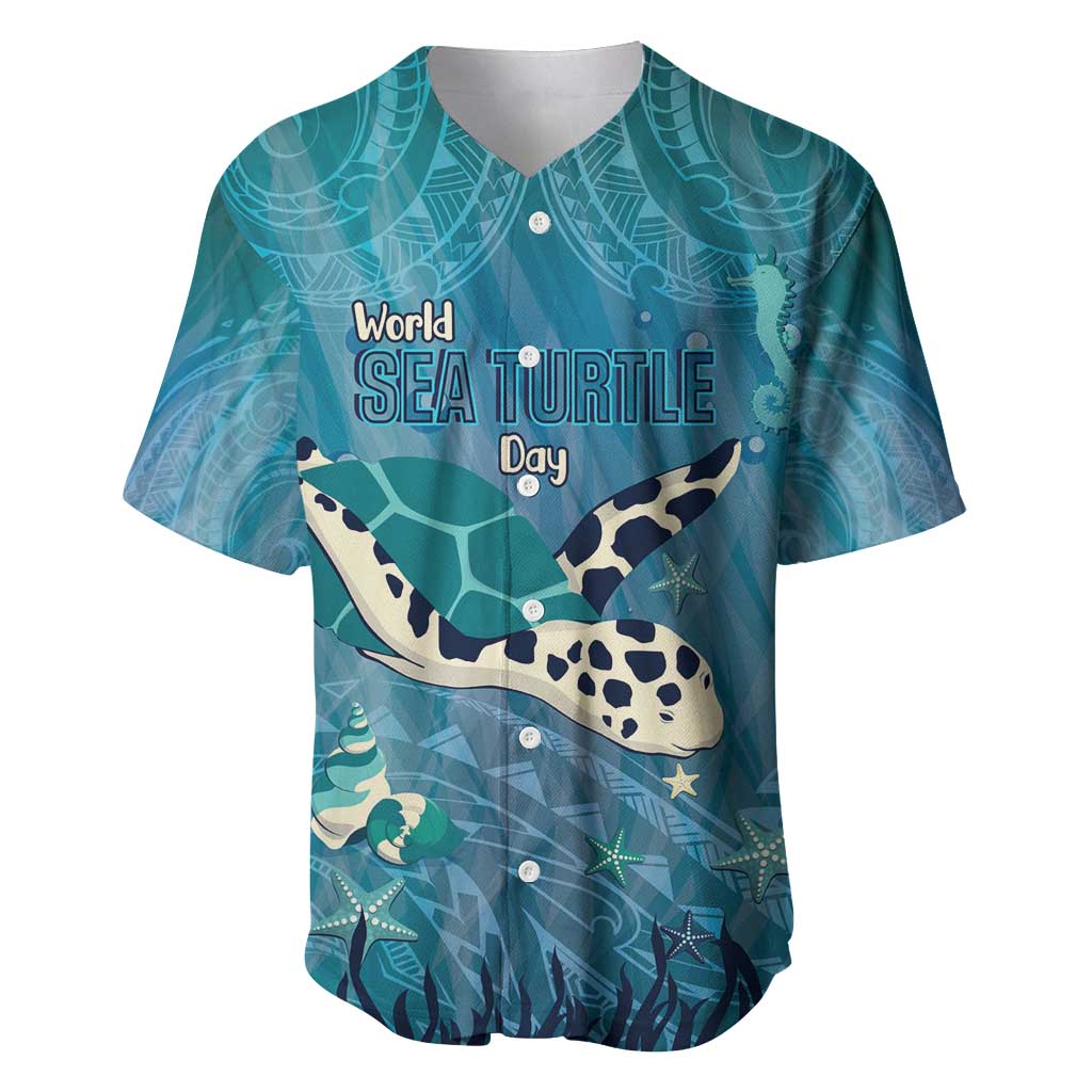 World Sea Turtle Day Polynesia Baseball Jersey Go With The Flow