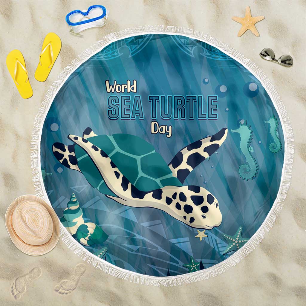World Sea Turtle Day Polynesia Beach Blanket Go With The Flow