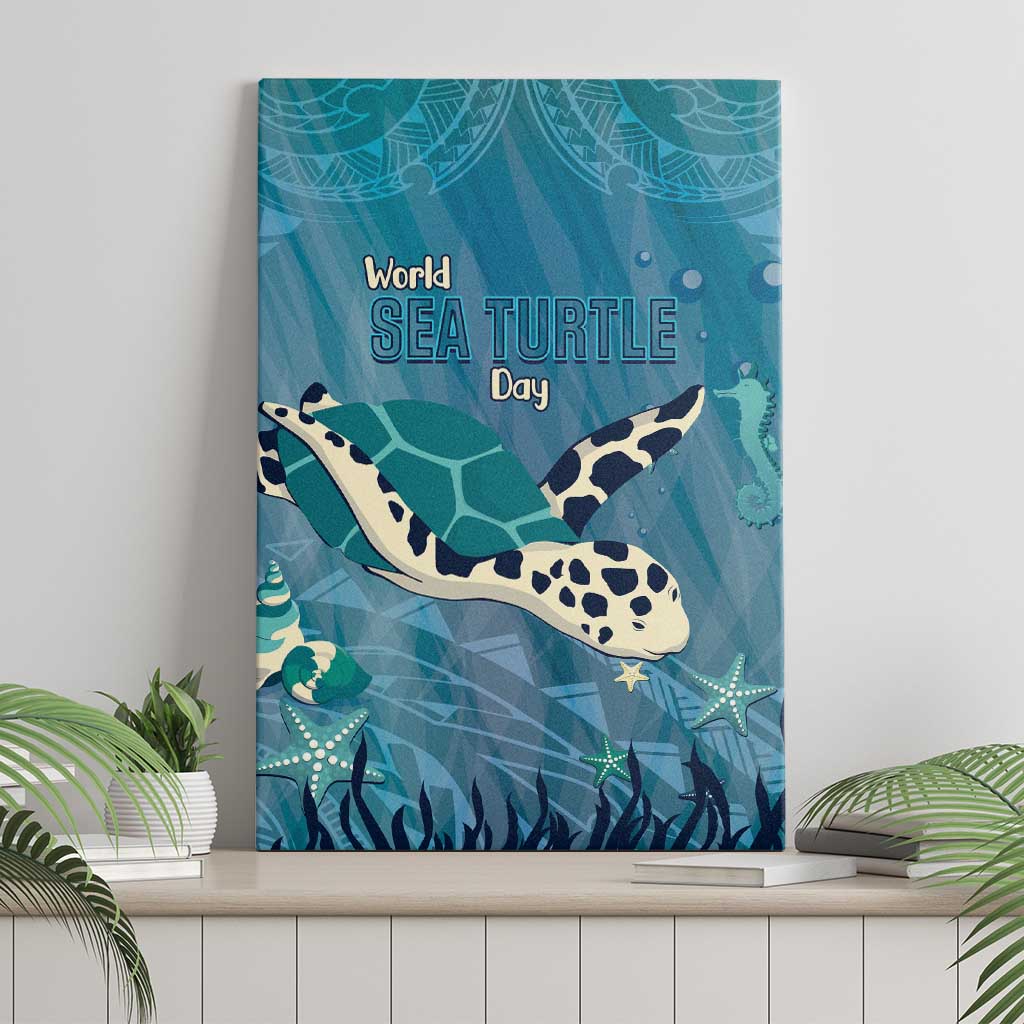 World Sea Turtle Day Polynesia Canvas Wall Art Go With The Flow