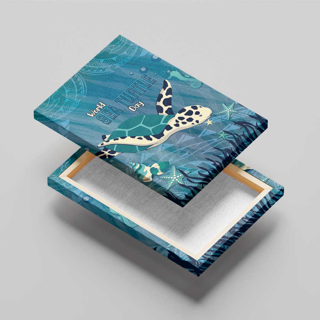 World Sea Turtle Day Polynesia Canvas Wall Art Go With The Flow