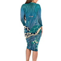 World Sea Turtle Day Polynesia Family Matching Long Sleeve Bodycon Dress and Hawaiian Shirt Go With The Flow