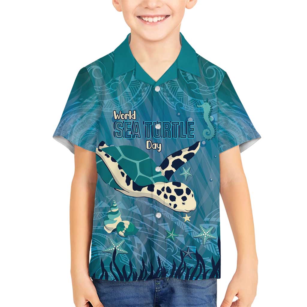 World Sea Turtle Day Polynesia Family Matching Long Sleeve Bodycon Dress and Hawaiian Shirt Go With The Flow