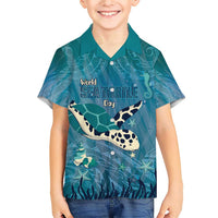 World Sea Turtle Day Polynesia Family Matching Short Sleeve Bodycon Dress and Hawaiian Shirt Go With The Flow