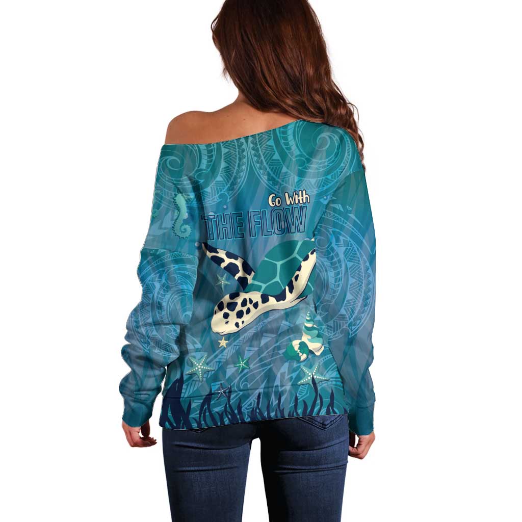 World Sea Turtle Day Polynesia Off Shoulder Sweater Go With The Flow