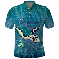 World Sea Turtle Day Polynesia Polo Shirt Go With The Flow