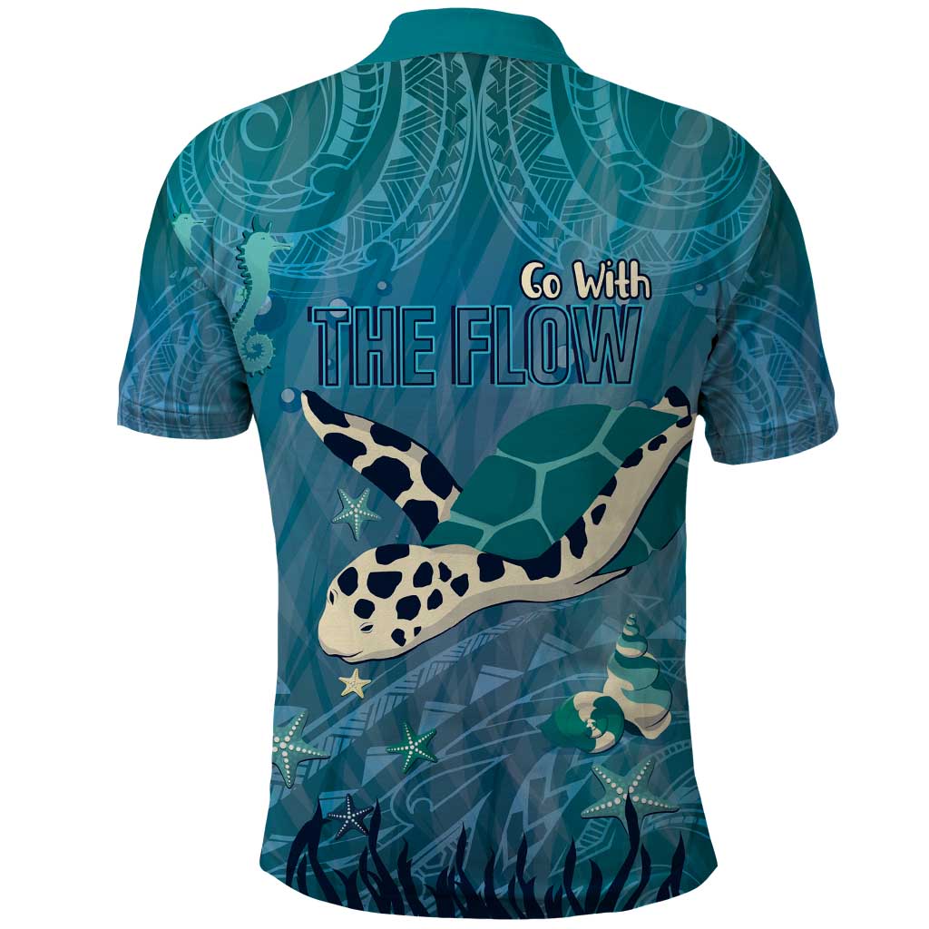 World Sea Turtle Day Polynesia Polo Shirt Go With The Flow