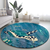 World Sea Turtle Day Polynesia Round Carpet Go With The Flow