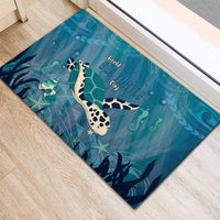 World Sea Turtle Day Polynesia Rubber Doormat Go With The Flow