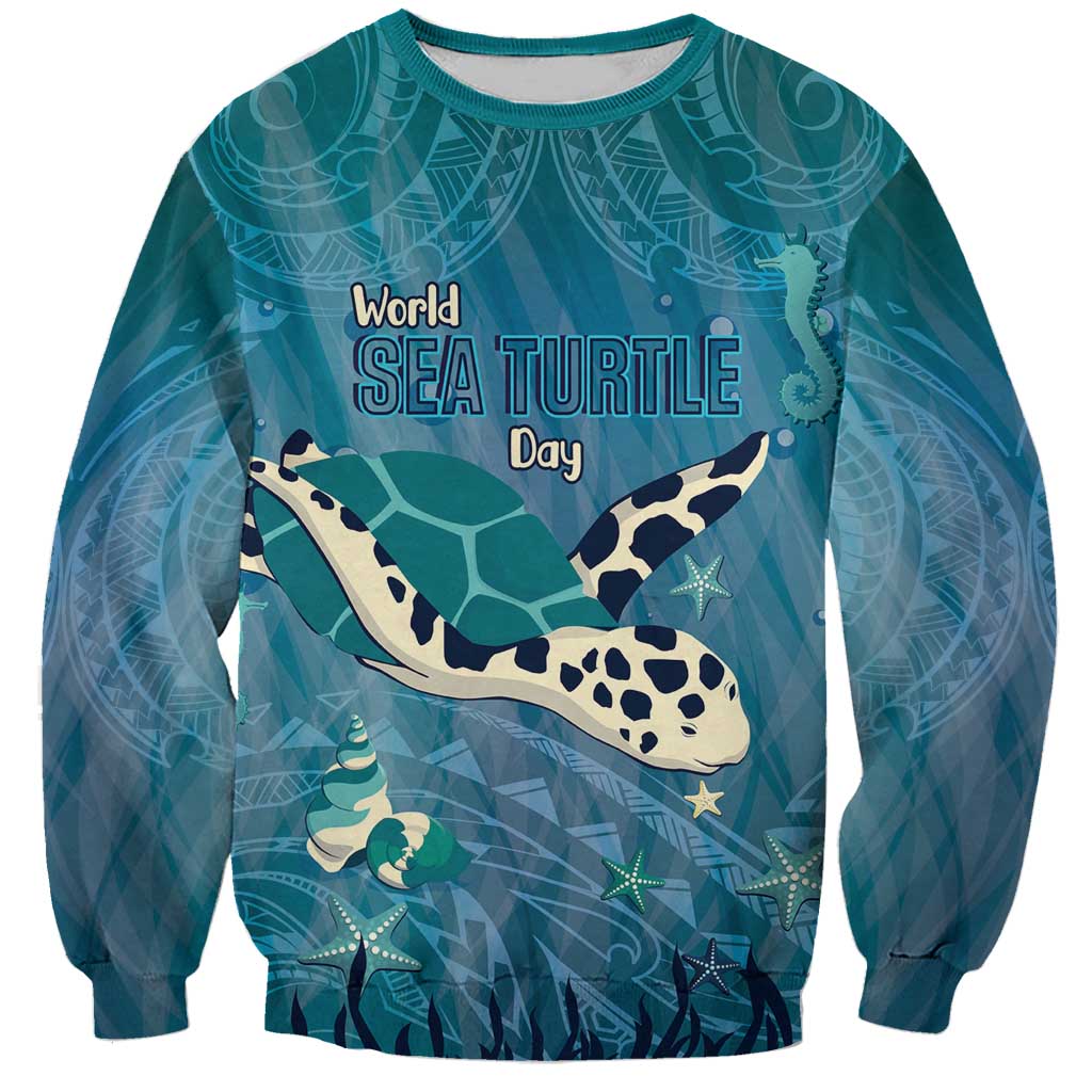 World Sea Turtle Day Polynesia Sweatshirt Go With The Flow