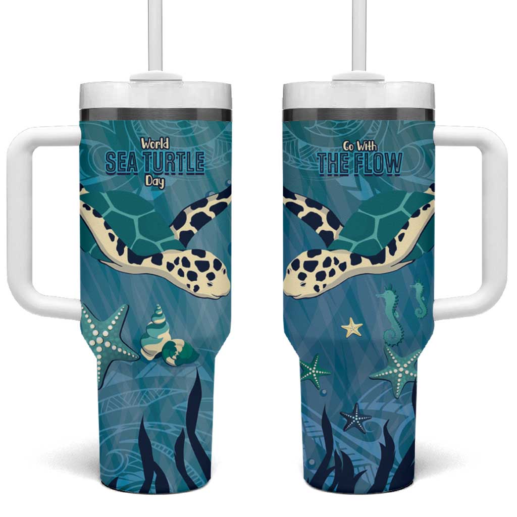 World Sea Turtle Day Polynesia Tumbler With Handle Go With The Flow