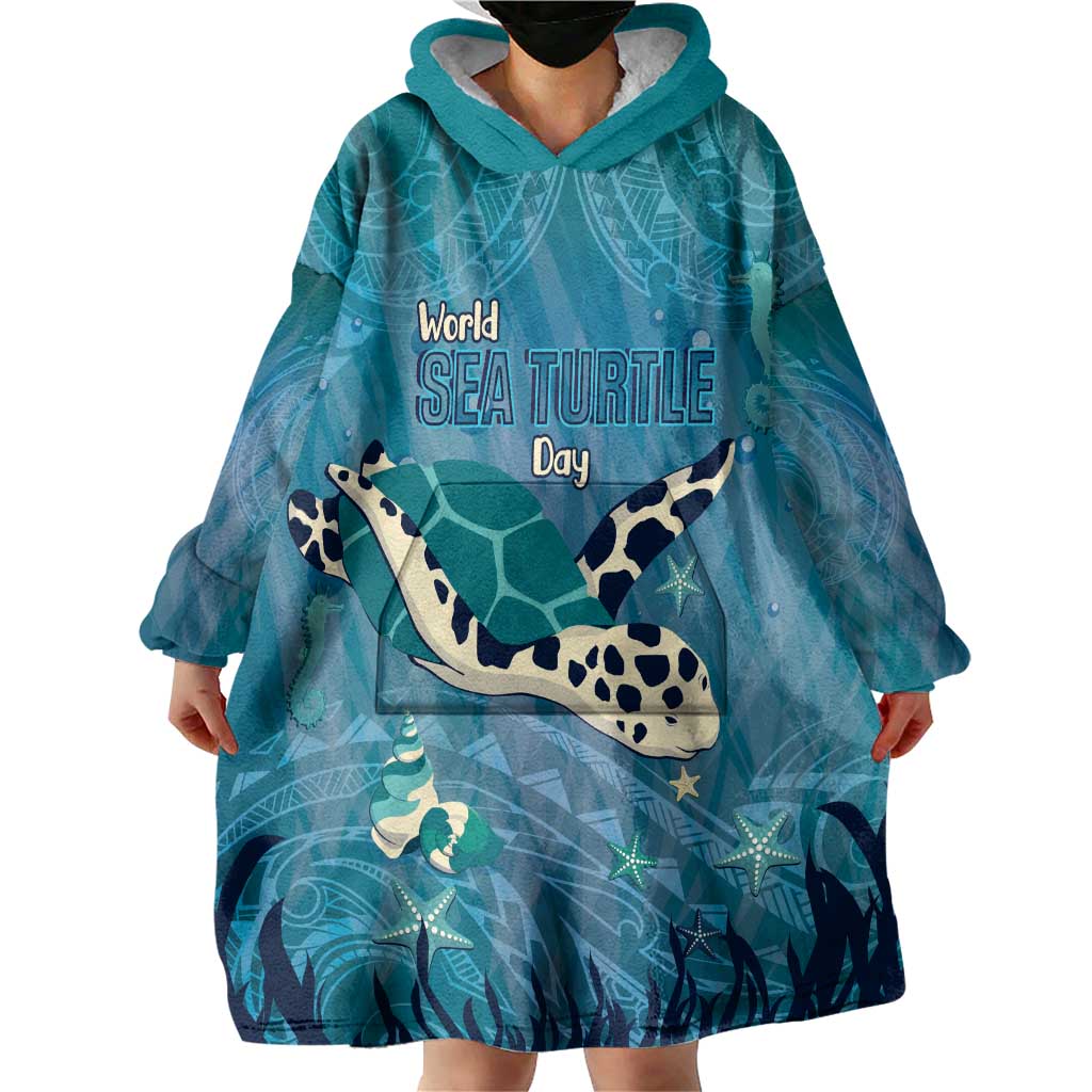 World Sea Turtle Day Polynesia Wearable Blanket Hoodie Go With The Flow