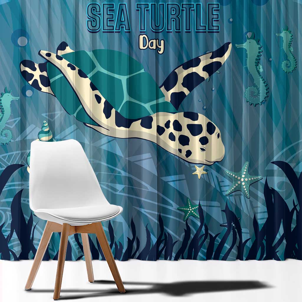 World Sea Turtle Day Polynesia Window Curtain Go With The Flow