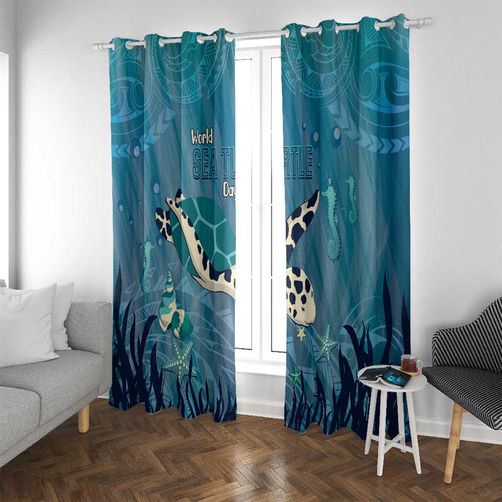 World Sea Turtle Day Polynesia Window Curtain Go With The Flow