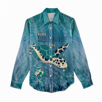 World Sea Turtle Day Polynesia Women Casual Shirt Go With The Flow