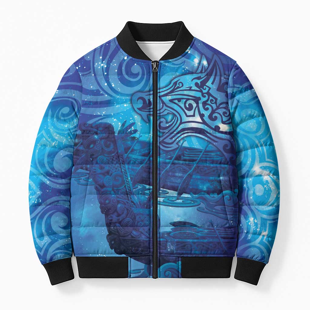 Kuri New Zealand Matariki Bomber Puffer Jacket Aotearoa Dog Waka Maori New Year Galaxy Vibes
