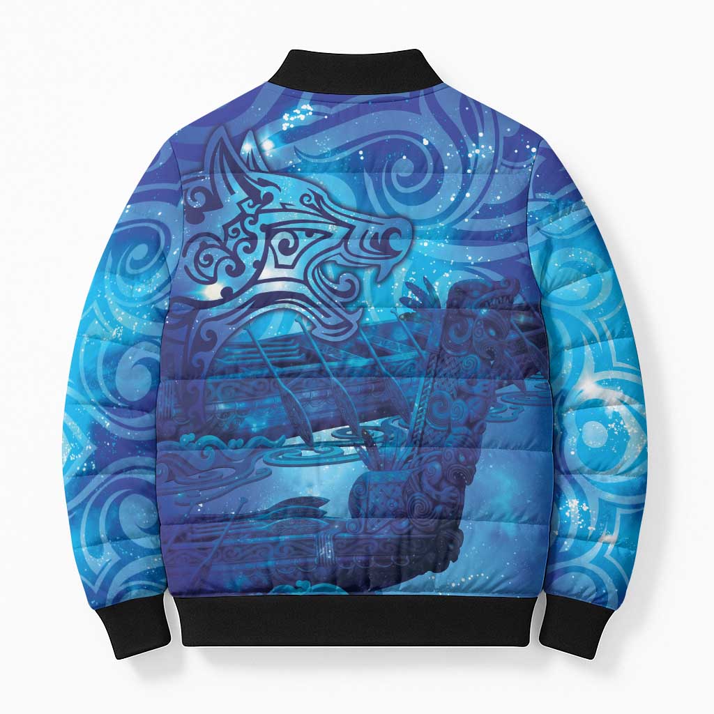 Kuri New Zealand Matariki Bomber Puffer Jacket Aotearoa Dog Waka Maori New Year Galaxy Vibes