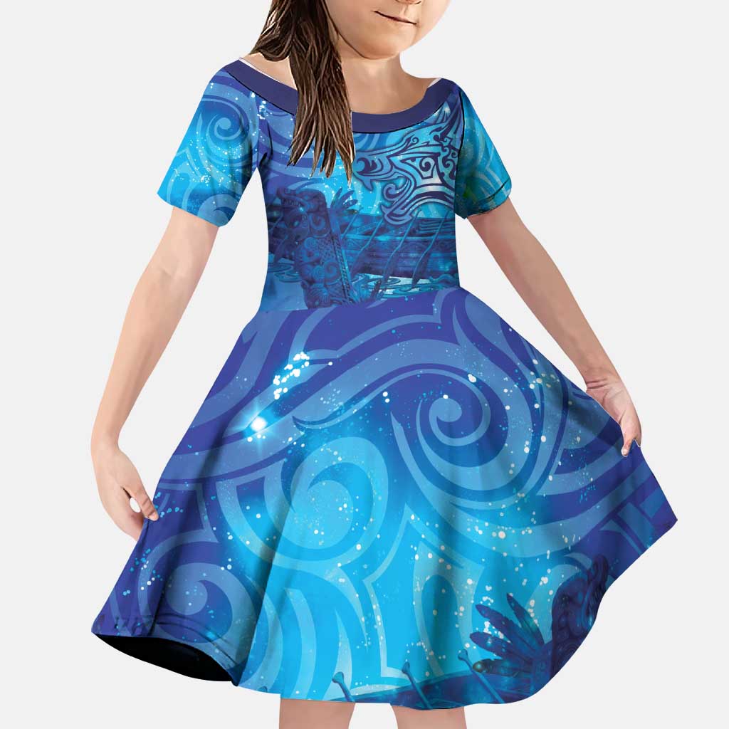 Kuri New Zealand Matariki Family Matching Long Sleeve Bodycon Dress and Hawaiian Shirt Aotearoa Dog Waka Maori New Year Galaxy Vibes