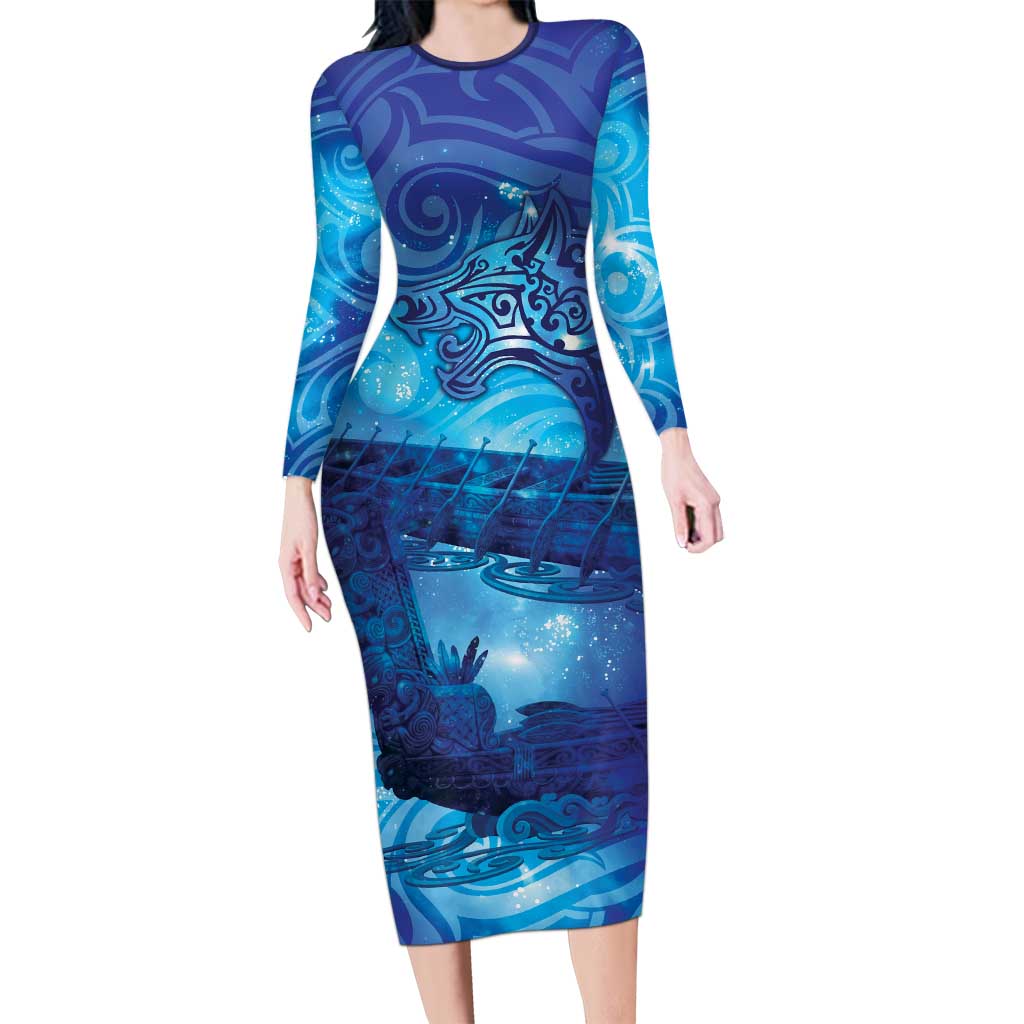 Kuri New Zealand Matariki Family Matching Long Sleeve Bodycon Dress and Hawaiian Shirt Aotearoa Dog Waka Maori New Year Galaxy Vibes