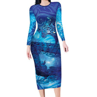 Kuri New Zealand Matariki Family Matching Long Sleeve Bodycon Dress and Hawaiian Shirt Aotearoa Dog Waka Maori New Year Galaxy Vibes