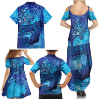 Kuri New Zealand Matariki Family Matching Summer Maxi Dress and Hawaiian Shirt Aotearoa Dog Waka Maori New Year Galaxy Vibes
