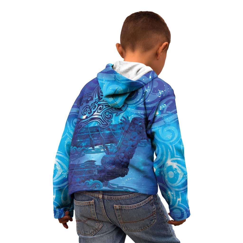 Kuri New Zealand Matariki Kid Hoodie Aotearoa Dog Waka Maori New Year Galaxy Vibes