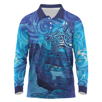 Kuri New Zealand Matariki Long Sleeve Polo Shirt Aotearoa Dog Waka Maori New Year Galaxy Vibes
