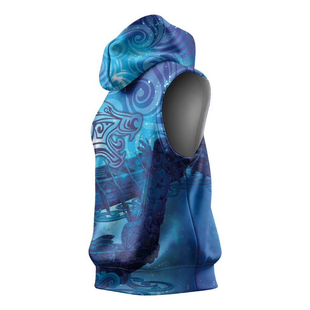 Kuri New Zealand Matariki Sleeveless Hoodie Aotearoa Dog Waka Maori New Year Galaxy Vibes