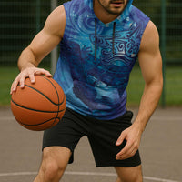 Kuri New Zealand Matariki Sleeveless Hoodie Aotearoa Dog Waka Maori New Year Galaxy Vibes