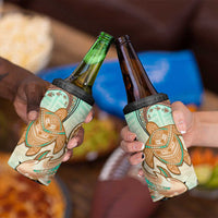 Hawaii 4 in 1 Can Cooler Tumbler Polynesian Shark and Sea Turtle Dreamy Turquoise Artsy