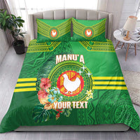 Personalized Manu'a Cession Day Bedding Set Tropical Flowers With Polynesian Pattern