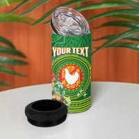 Personalized Manu'a Cession Day 4 in 1 Can Cooler Tumbler Tropical Flowers With Polynesian Pattern