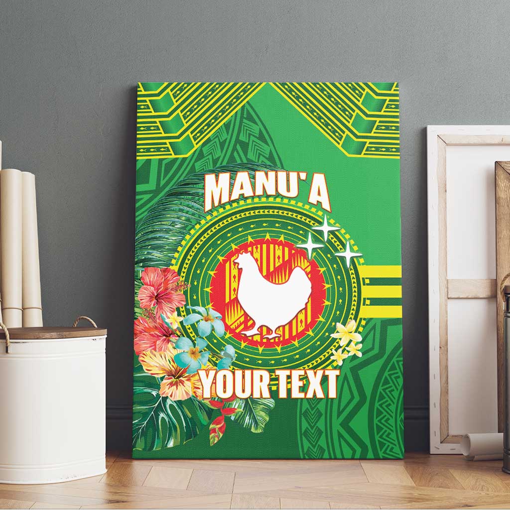 Personalized Manu'a Cession Day Canvas Wall Art Tropical Flowers With Polynesian Pattern