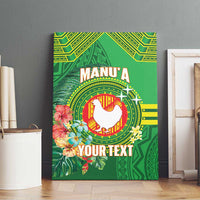 Personalized Manu'a Cession Day Canvas Wall Art Tropical Flowers With Polynesian Pattern