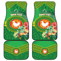 Personalized Manu'a Cession Day Car Mats Tropical Flowers With Polynesian Pattern