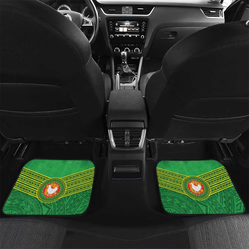 Personalized Manu'a Cession Day Car Mats Tropical Flowers With Polynesian Pattern