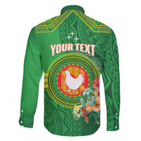 Personalized Manu'a Cession Day Family Matching Off The Shoulder Long Sleeve Dress and Hawaiian Shirt Tropical Flowers With Polynesian Pattern