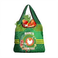 Personalized Manu'a Cession Day Grocery Bag Tropical Flowers With Polynesian Pattern