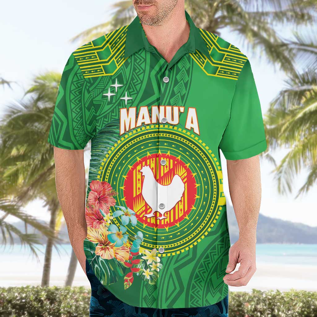 Personalized Manu'a Cession Day Hawaiian Shirt Tropical Flowers With Polynesian Pattern