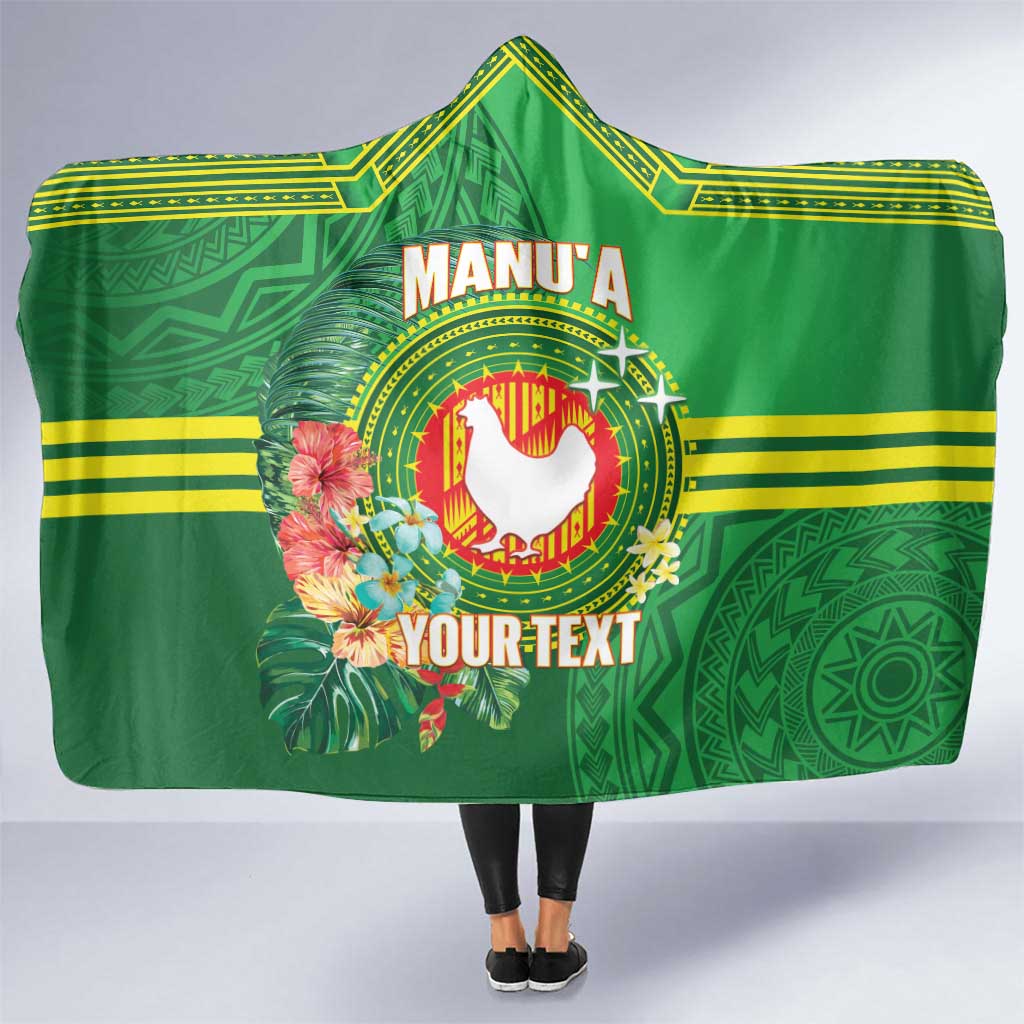 Personalized Manu'a Cession Day Hooded Blanket Tropical Flowers With Polynesian Pattern