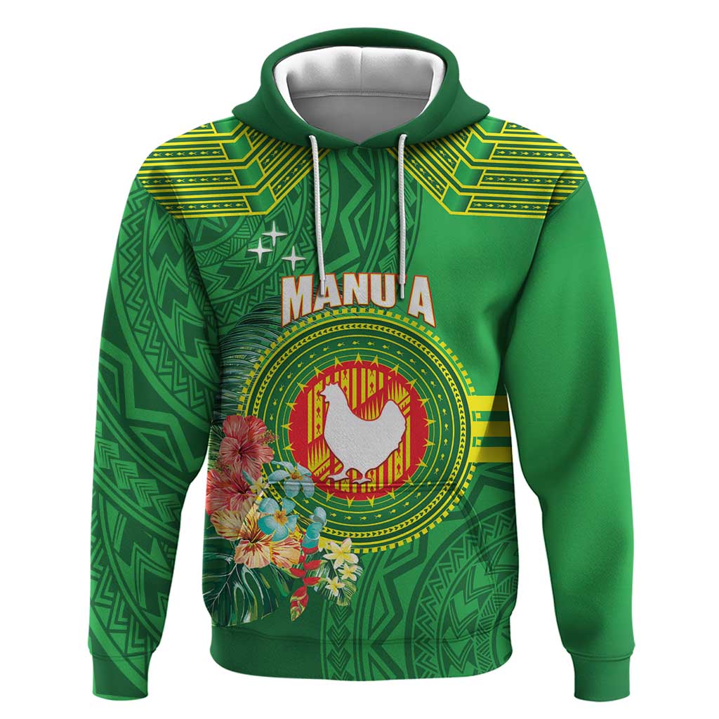 Personalized Manu'a Cession Day Hoodie Tropical Flowers With Polynesian Pattern