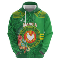 Personalized Manu'a Cession Day Hoodie Tropical Flowers With Polynesian Pattern