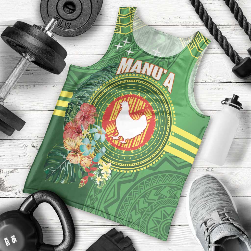 Personalized Manu'a Cession Day Men Tank Top Tropical Flowers With Polynesian Pattern